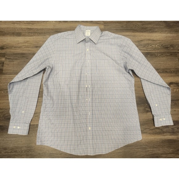 Brooks Brothers Regent Fit Dress Shirt Plaid Checkered‎ Long Sleeve 17.5 - Picture 1 of 3